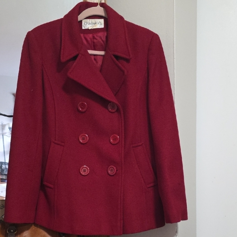 100% Wool Vtg Double Breasted Winter coat 10 FIRM$ Read